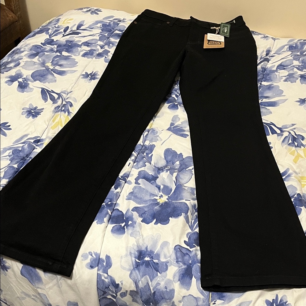 L.L. Bean Women's Black Flared Wide-Leg Jeans